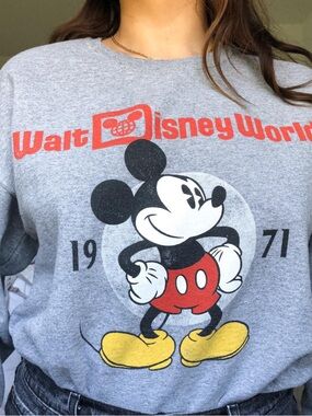 Disney Gray Crewneck with Vintage Mickey Graphic
